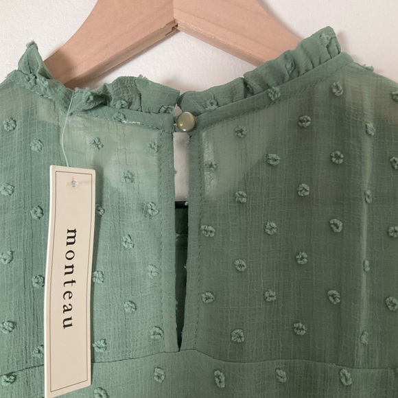 NWT | Monteau Midi Dress | Tiered | Knee Length | Green | Sleeveless | Small - Picture 9 of 12